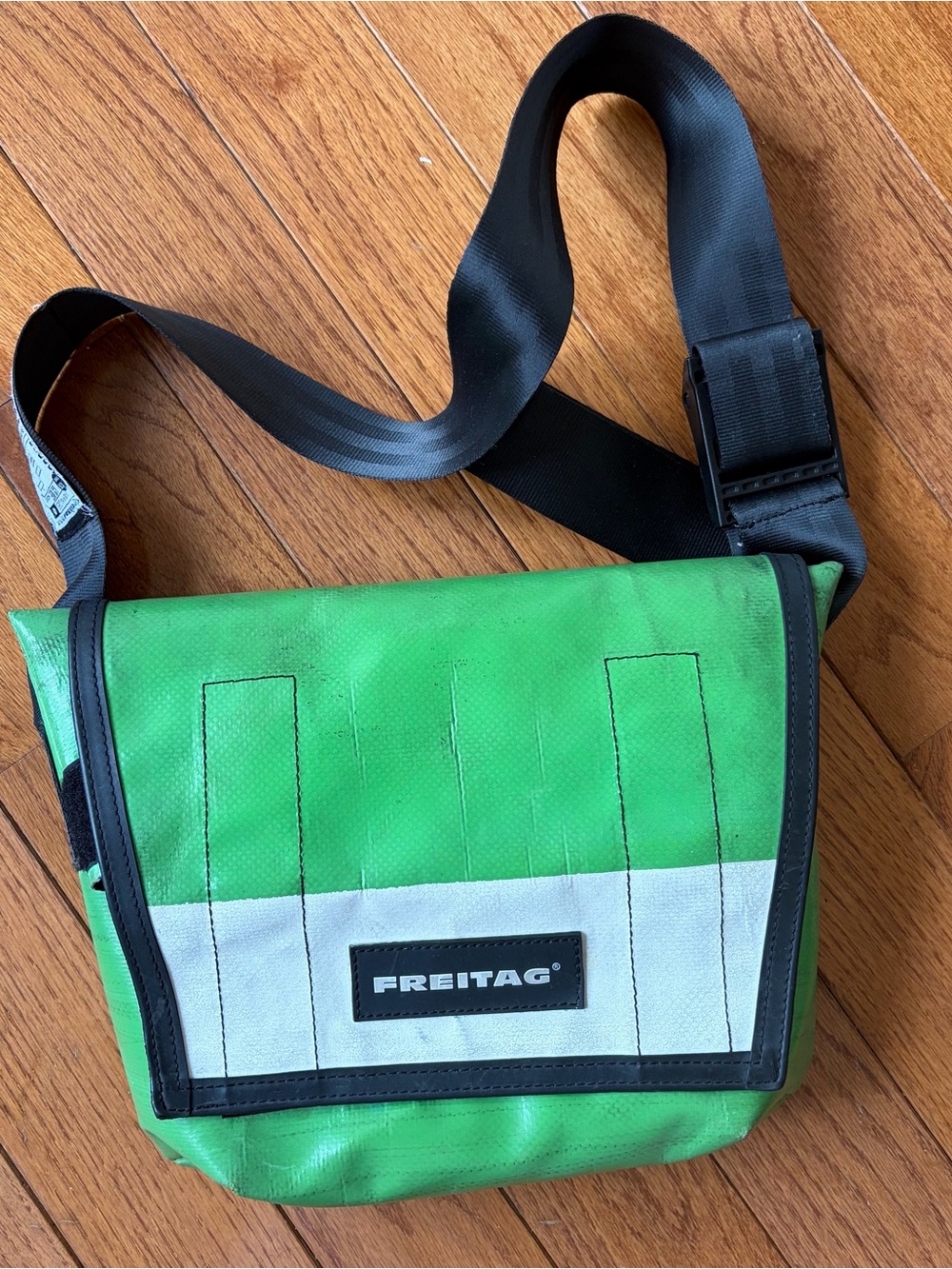 Freitag Green and White Messenger Bag